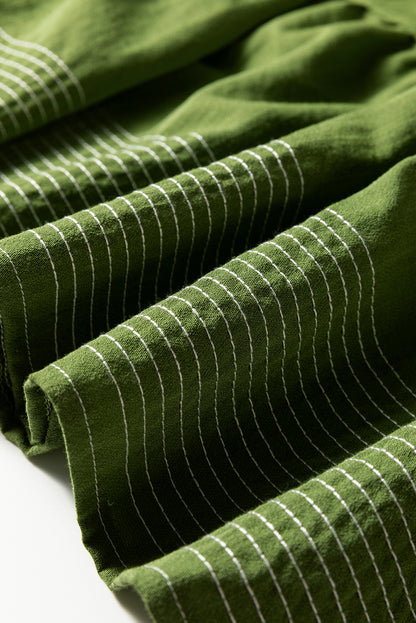 Contrast Stitched V Neck Tiered Mini Dress (2 colors)