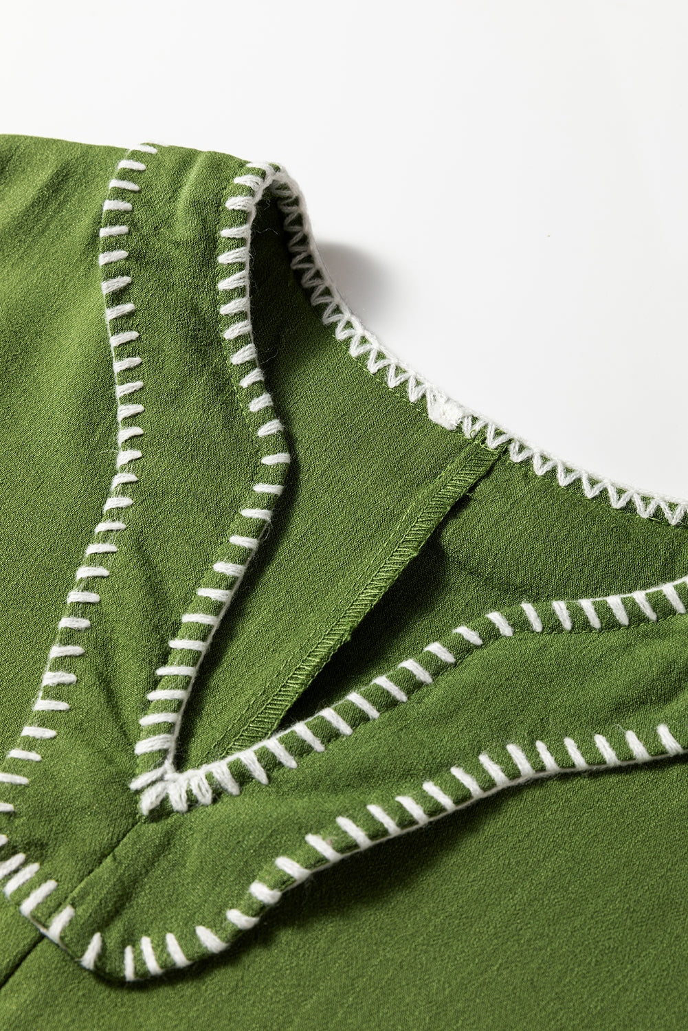 Contrast Stitched V Neck Tiered Mini Dress (2 colors)