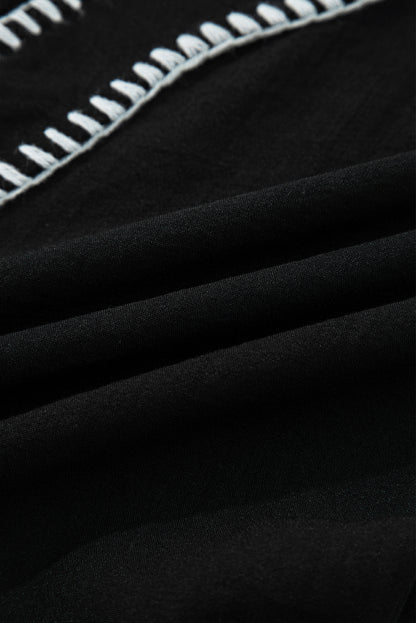 Contrast Stitched V Neck Tiered Mini Dress (2 colors)