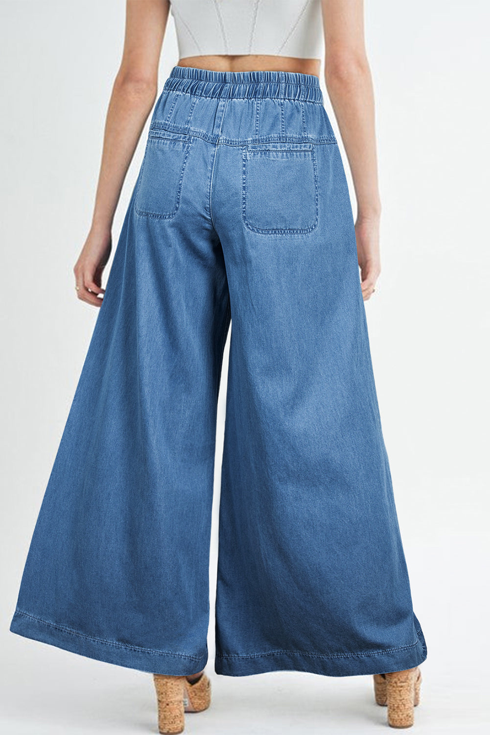 Mineral Wash Button Fly Waist Wide Leg Jeans (2 colors)