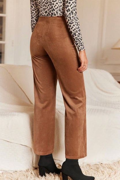 Chestnut Solid Color Straight Leg Pants