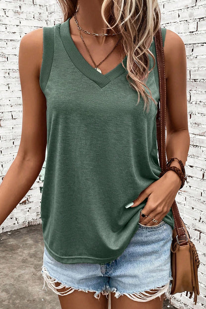 Ribbed V Neck Tank (3 colors)